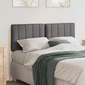    Kárpitozott fejtámla Barna és sötétszürke 120 cm Tömör fenyőfa