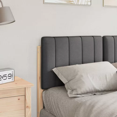  Kárpitozott fejtámla Barna és sötétszürke 120 cm Tömör fenyőfa