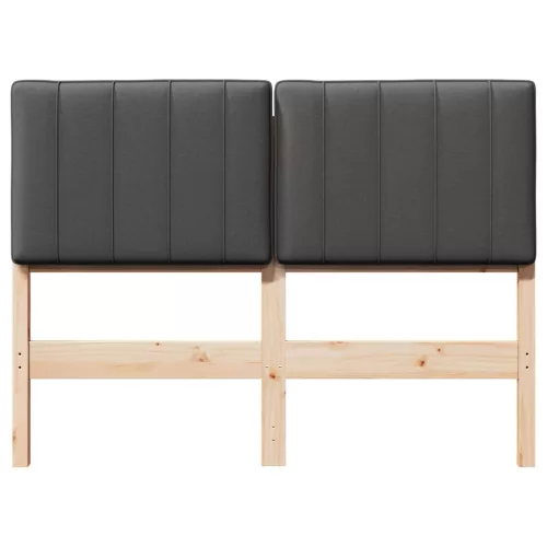  Kárpitozott fejtámla Barna és sötétszürke 120 cm Tömör fenyőfa