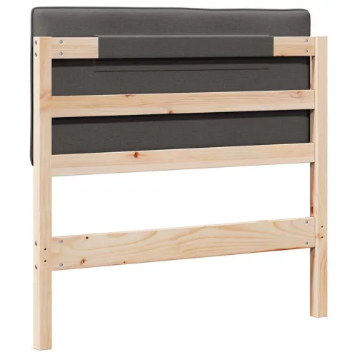  Kárpitozott fejtámla Barna és sötétszürke 90 cm Tömör fenyőfa