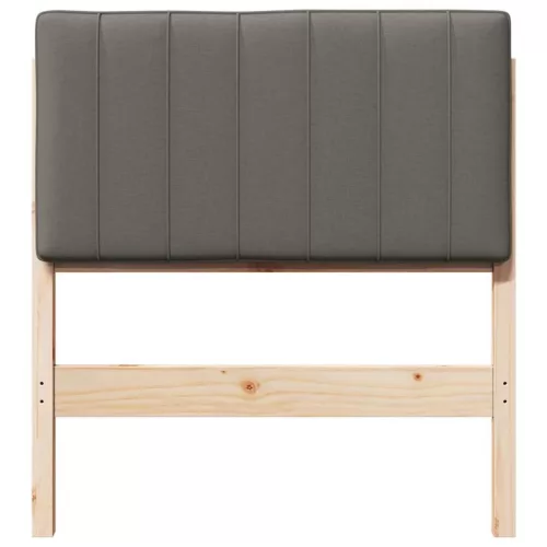  Kárpitozott fejtámla Barna és Világosszürke 75 cm Tömör fenyőfa