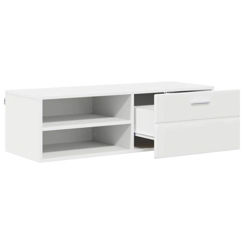  TV szekrény fiókkal polcokkal Fehér 100.5 x 39 x 30 cm Faanyag