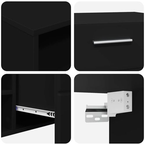  TV szekrény fiókkal polcokkal Fekete 100.5 x 39 x 30 cm Faanyag