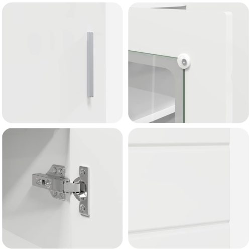  Széf polcokkal Magasfényű fehér 55.5 x 29 x 100 cm Faanyag