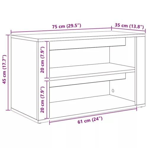  Cipőtartó polcokkal tárolóval Régi fa 75 x 35 x 45 cm Faanyag