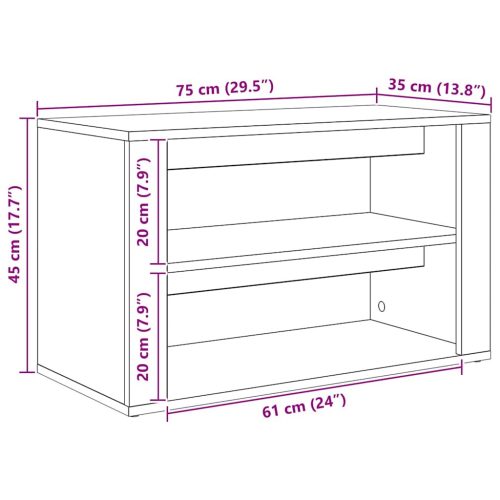  Cipőtartó polcokkal Musta tammi 75 x 35 x 45 cm Faanyag