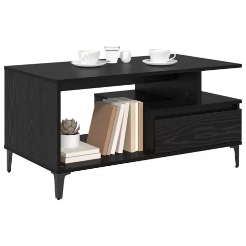  Dohányzóasztal with Drawer Musta tammi 90 x 49 x 45 cm Faanyag