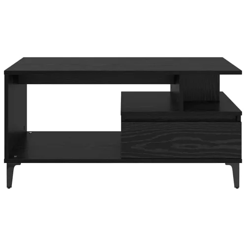  Dohányzóasztal with Drawer Musta tammi 90 x 49 x 45 cm Faanyag
