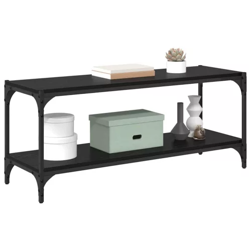  TV szekrény Fekete tölgy 100x33x41cm Műszaki fa és vas