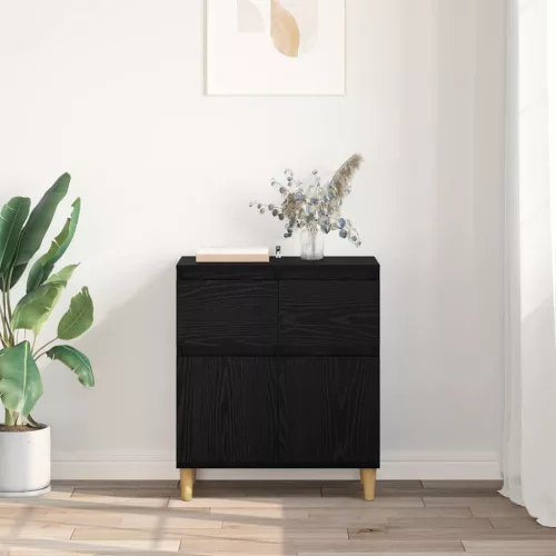  Széf fiókkal Fekete tölgy 60 x 35 x 70 cm Faanyag