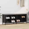  Cipőszekrény Fekete tölgy 131 x 35 x 50 cm Műszaki fa és vas