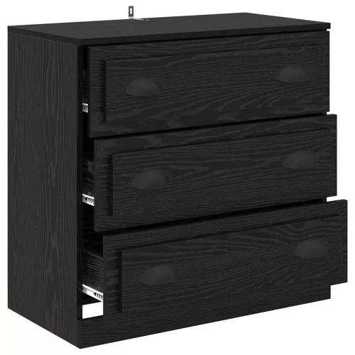  Széf fiókkal Fekete tölgy 70 x 35,5 x 67,5 cm Faanyag