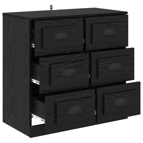  Széf fiókkal Fekete tölgy 70 x 35,5 x 67,5 cm Faanyag