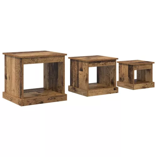 Dohányzóasztal 3 pcs Öreg fa Faanyag