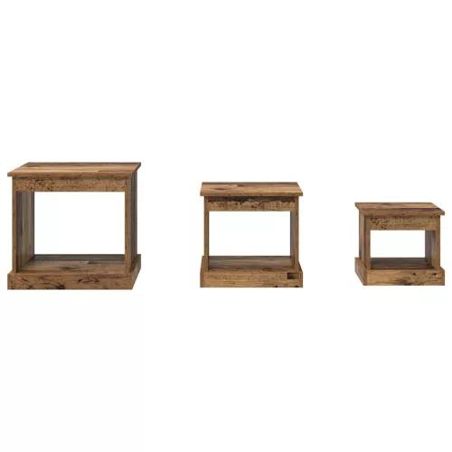  Dohányzóasztal 3 pcs Öreg fa Faanyag