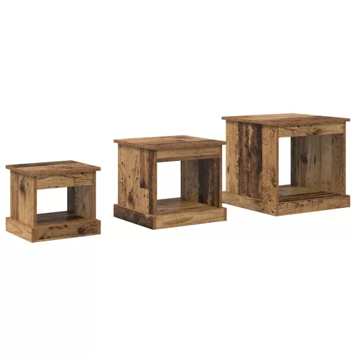  Dohányzóasztal 3 pcs Öreg fa Faanyag