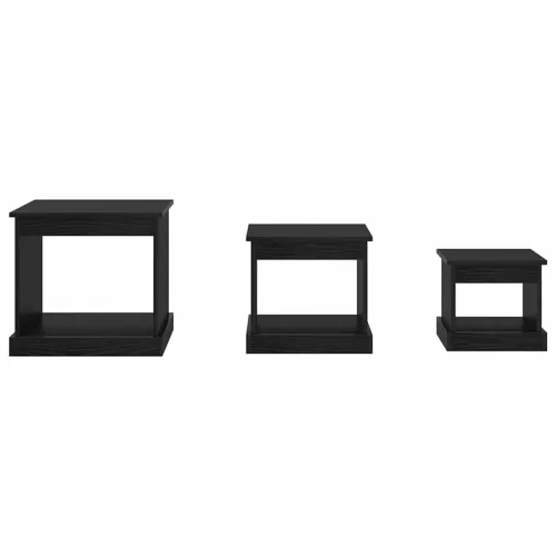  Dohányzóasztal 3 pcs Fekete tölgy Faanyag