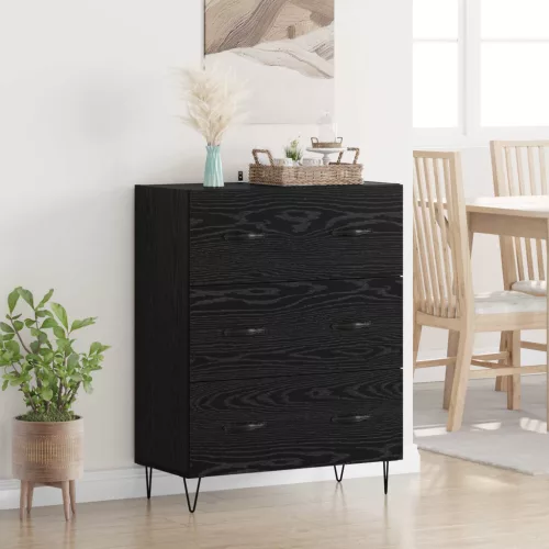  Széf fiókkal Fekete tölgy 69,5 x 34 x 90 cm Műszaki fa és vas