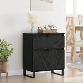    Széf fiókkal Fekete tölgy 60 x 35 x 70 cm Műszaki fa és vas