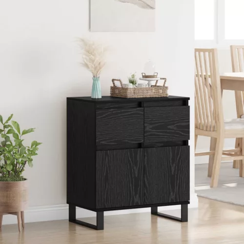  Széf fiókkal Fekete tölgy 60 x 35 x 70 cm Műszaki fa és vas