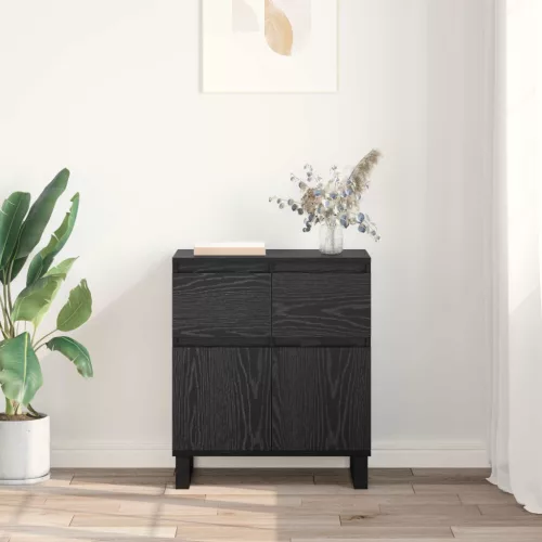  Széf fiókkal Fekete tölgy 60 x 35 x 70 cm Műszaki fa és vas