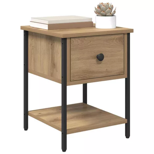  Éjjeli asztal 2 pcs kézműves tölgy 34 x 35,5 x 45 cm Faanyag