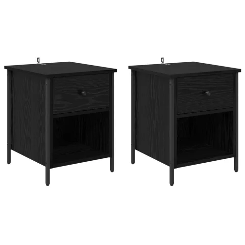  Éjjeliszekrény 2 pcs Fekete tölgy 40 x 42 x 50 cm Faanyag