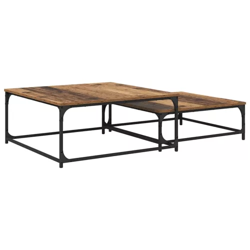  Fészkelt Kávézó Asztal 2 pcs Régi fa 80 x 8035 x cm Faanyag
