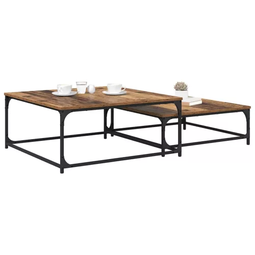  Fészkelt Kávézó Asztal 2 pcs Régi fa 80 x 8035 x cm Faanyag