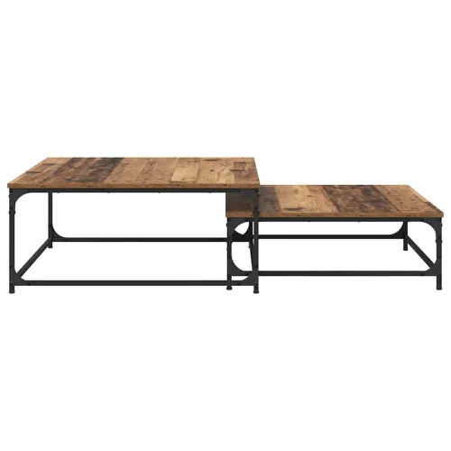  Fészkelt Kávézó Asztal 2 pcs Régi fa 80 x 8035 x cm Faanyag