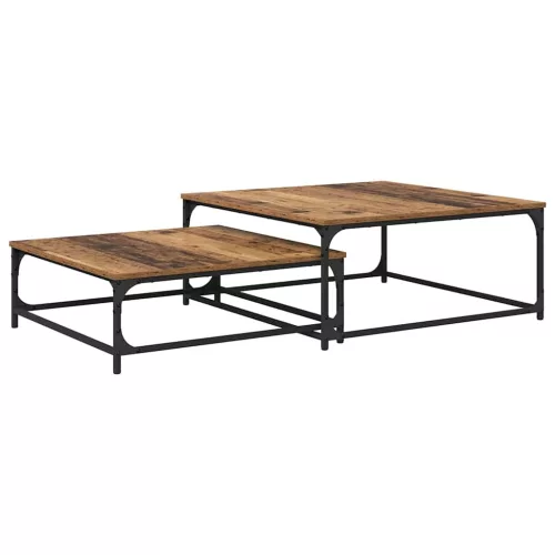  Fészkelt Kávézó Asztal 2 pcs Régi fa 80 x 8035 x cm Faanyag