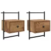  Éjjeliszekrény fiókkal 2 pcs Öreg fa 35 x 30 x 51 cm Faanyag