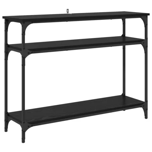  Konzolasztal polcokkal Fekete tölgy 100 x 29 x 75 cm Faanyag