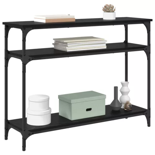  Konzolasztal polcokkal Fekete tölgy 100 x 29 x 75 cm Faanyag