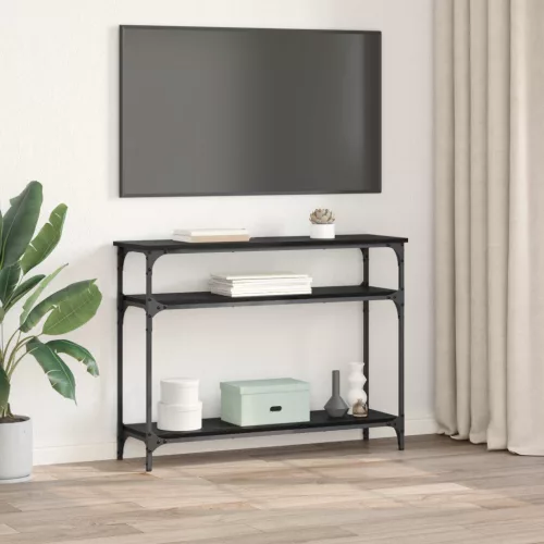  Konzolasztal polcokkal Fekete tölgy 100 x 29 x 75 cm Faanyag