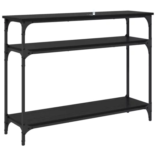 Konzolasztal polcokkal Fekete tölgy 100 x 29 x 75 cm Faanyag
