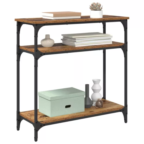  Konzolasztal polcokkal Öreg fa 75 x 29 x 75 cm Faanyag