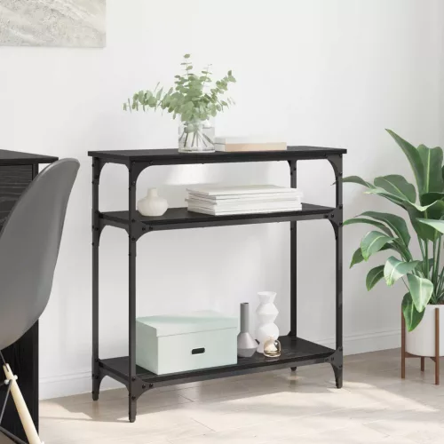  Konzolasztal polcokkal Fekete tölgy 75 x 29 x 75 cm Faanyag