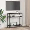  Konzolasztal polcokkal Fekete tölgy 75 x 29 x 75 cm Faanyag