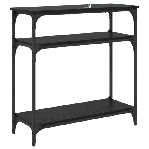  Konzolasztal polcokkal Fekete tölgy 75 x 29 x 75 cm Faanyag