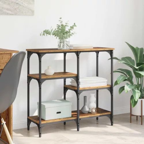  Konzolasztal polcokkal Öreg fa 80 x 29 x 75 cm Faanyag