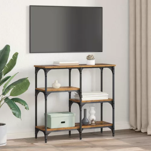  Konzolasztal polcokkal Öreg fa 80 x 29 x 75 cm Faanyag