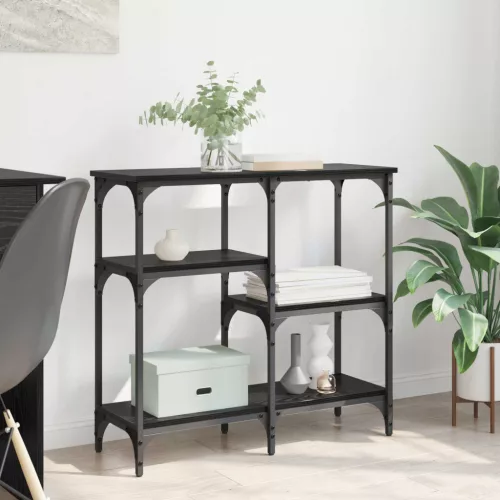  Konzolasztal polcokkal Fekete tölgy 80 x 29 x 75 cm Faanyag