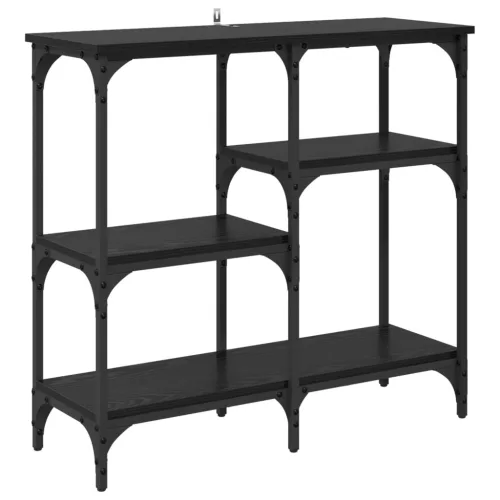  Konzolasztal polcokkal Fekete tölgy 80 x 29 x 75 cm Faanyag