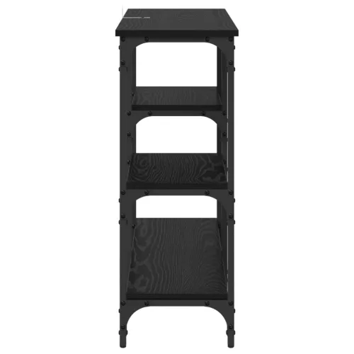  Konzolasztal polcokkal Fekete tölgy 80 x 29 x 75 cm Faanyag