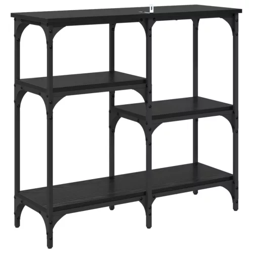  Konzolasztal polcokkal Fekete tölgy 80 x 29 x 75 cm Faanyag