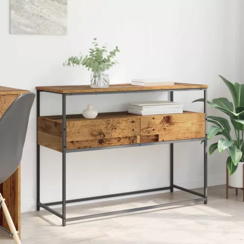  Konzolasztal fiókkal Öreg fa 100 x 40 x 75 cm Faanyag