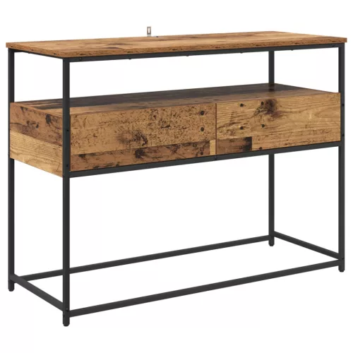  Konzolasztal fiókkal Öreg fa 100 x 40 x 75 cm Faanyag