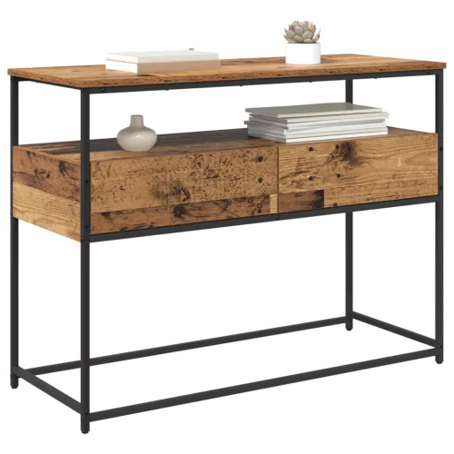  Konzolasztal fiókkal Öreg fa 100 x 40 x 75 cm Faanyag