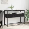  Konzolasztal Fekete tölgy 100 x 40 x 75 cm Mérnöki fa és fém